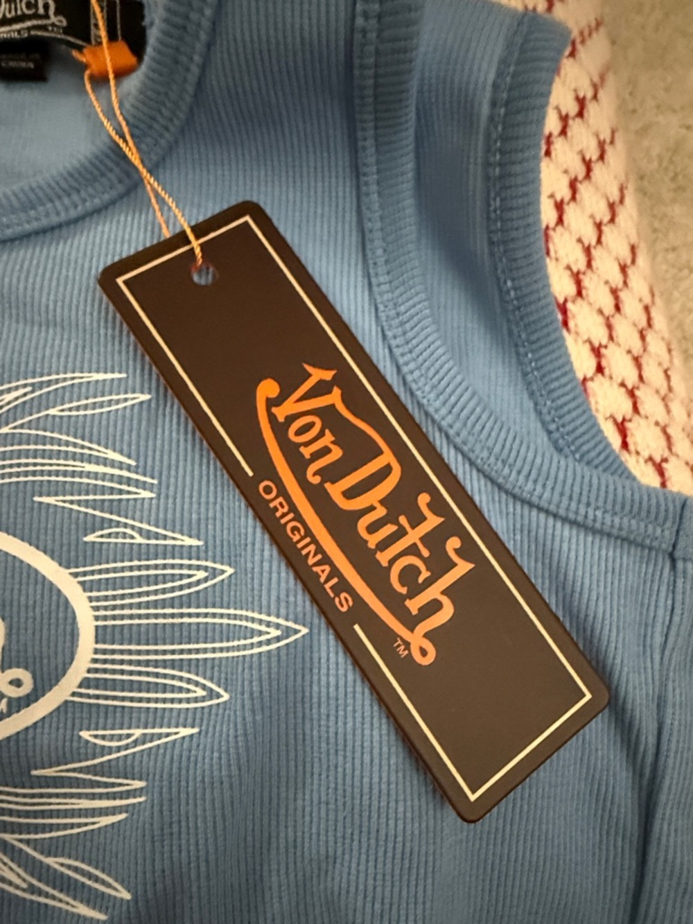 Von Dutch Sky Blue Ribbed Logo Tank - Picture 4 of 6